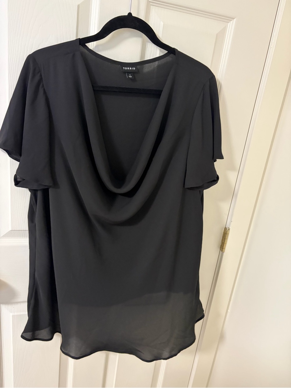 torrid Black Cowl Neck Flutter Sleeve Blouse